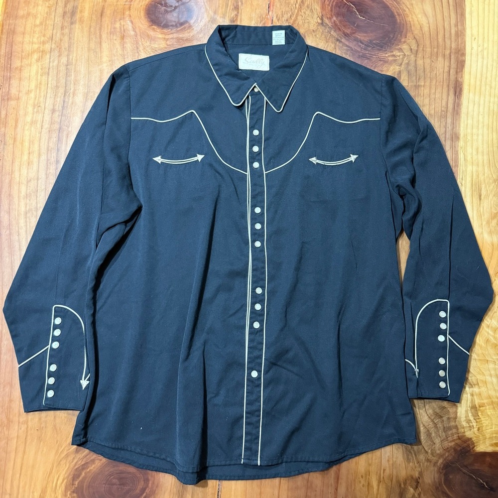 Scully Shirt Men XXL 2XL Pearl Snap Cotton Western L/S Smile pockets Rodeo I4-22